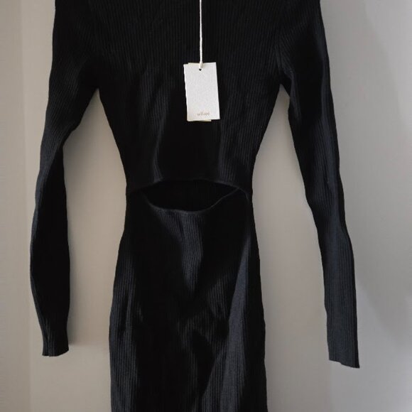Wilfred Aritzia cutout knit longsleeve mini dress || NWT || xxs || black - Picture 3 of 4